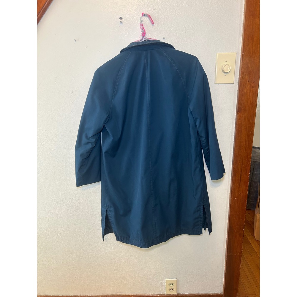 Vintage Forecaster of Boston Teal Blue Trench Coat Removable Faux Fur Lining M - Picture 5 of 5